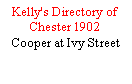 Text Box: Kelly's Directory of Chester 1902 Cooper at Ivy Street