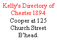 Text Box: Kelly's Directory of  Chester 1894Cooper at 125 Church Street Bhead.